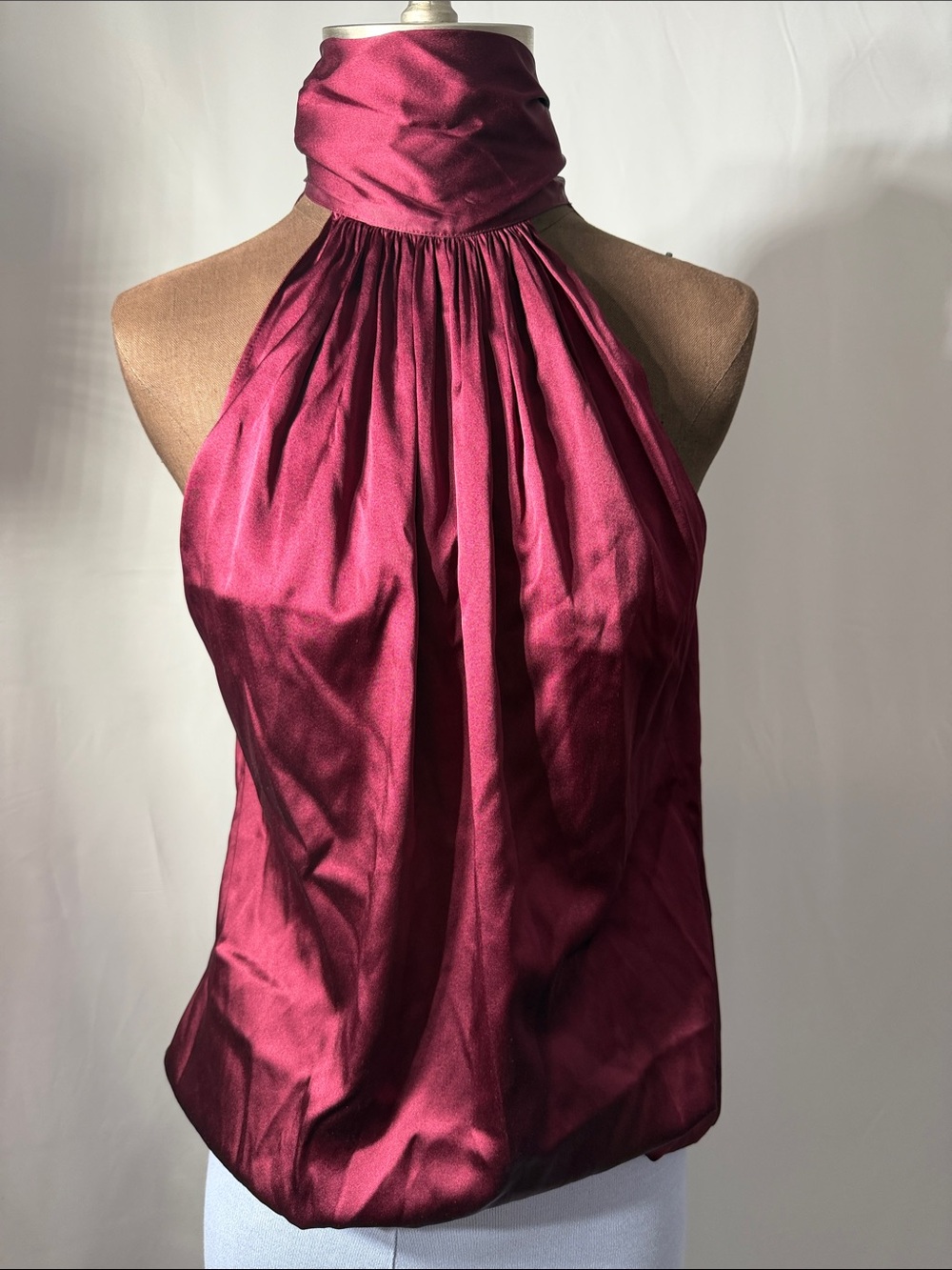 Ramy Brook Satin Halter Neck Camisole in Burgundy Size L New